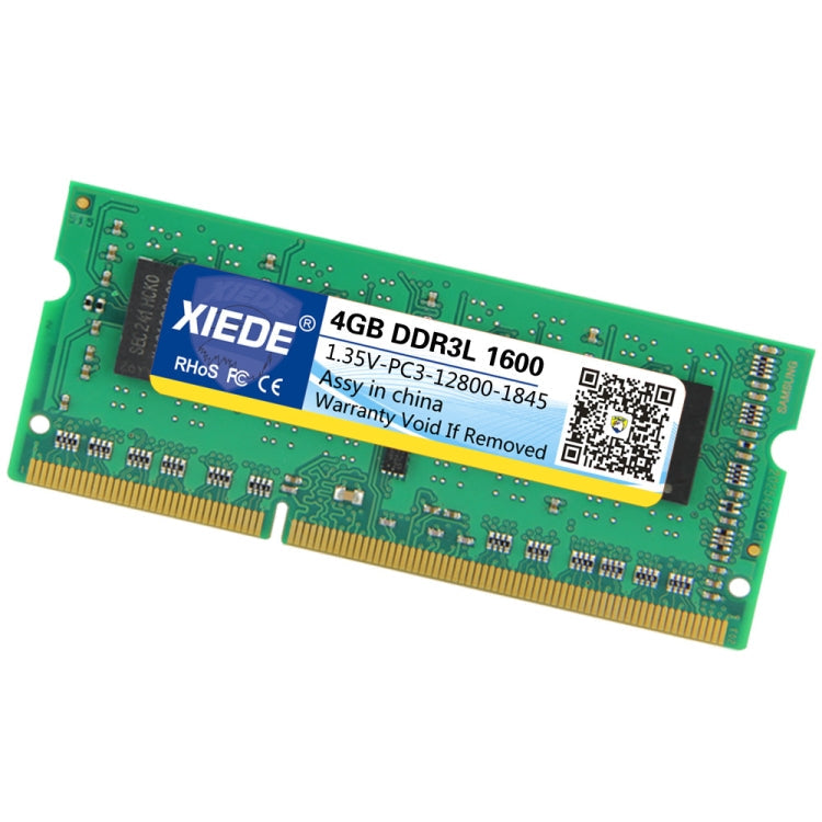 XIEDE 1.35V Basse Tension DDR3L 1600MHz 4GB 12800 Fréquence Mémoire RAM Module pour Ordinateur Portable