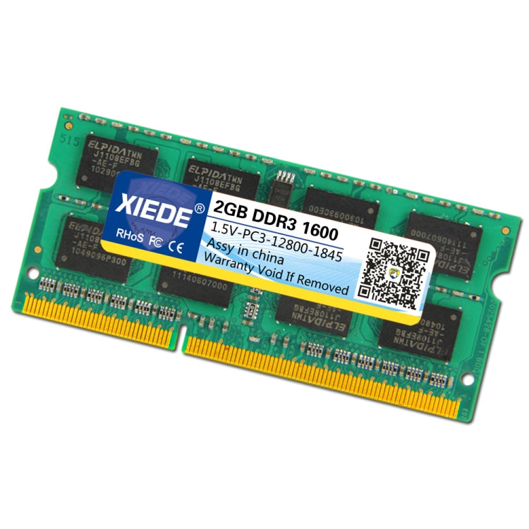 XIEDE DDR3 1600MHz 2GB 12800 Fréquence Mémoire RAM Module Double Face Particules pour Ordinateur Portable