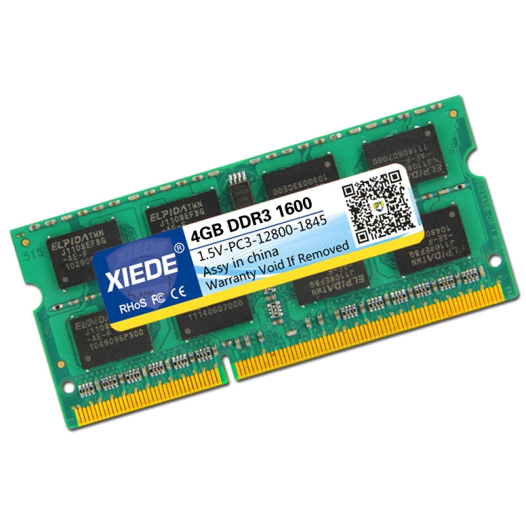 XIEDE DDR3 1600 MHz 4 Go Double Face 16 Pièces 256 Particules Module de Mémoire RAM Pour Ordinateur Portable
