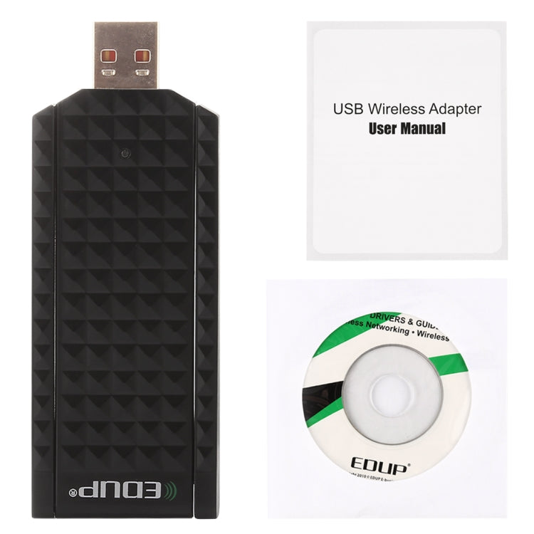 EDUP EP-AC1625 600Mbps 2.4G/5.8GHz Double Bande Sans Fil 11AC USB 2.0 Adaptateur Carte Réseau avec 2 Antennes pour Ordinateur Portable/PC (Noir)