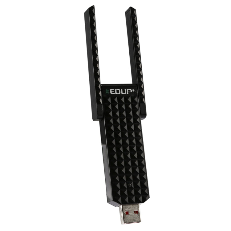 EDUP EP-AC1631 600Mbps Dual Band 11AC Adaptador Inalámbrico USB Tarjeta de red WiFi con 2 Antenas y Base Para computadora Portátil / PC (Negro)