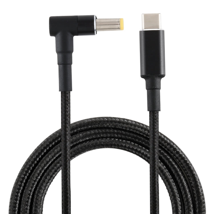 PD 100W 5.5x1.7mm Coude Mâle vers USB-C Type-C Mâle Câble de Charge d'Alimentation en Nylon Longueur du Câble: 1.7m