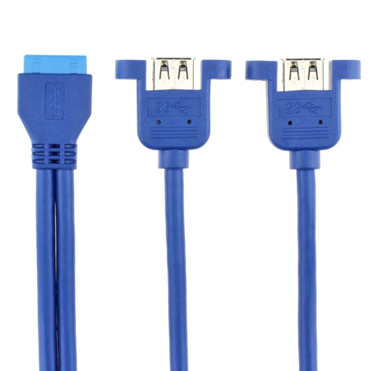 Placa Base 20 Pin a 2 x Cable de adaptador de Puertos Dobles USB 3.0 con orificio de Tornillo