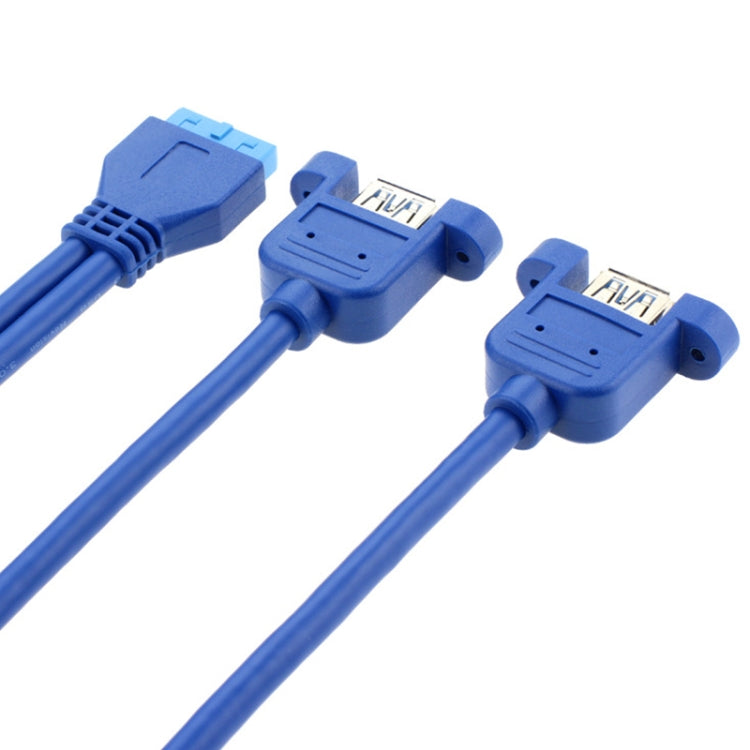 Placa Base 20 Pin a 2 x Cable de adaptador de Puertos Dobles USB 3.0 con orificio de Tornillo
