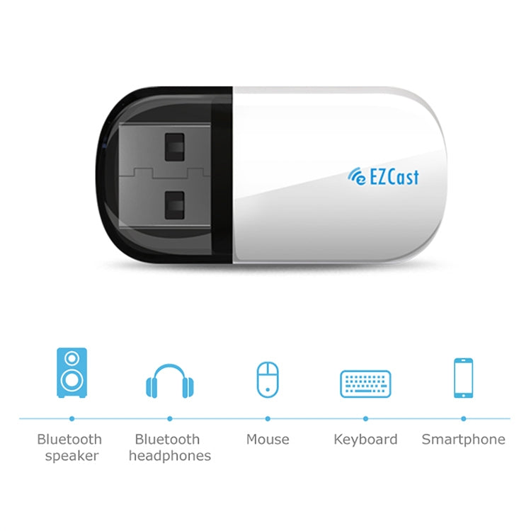 EZCast EZC-5200BS 600Mbps Dual Band WiFi + USB 2.0 Wireless Bluetooth Adapter (White)