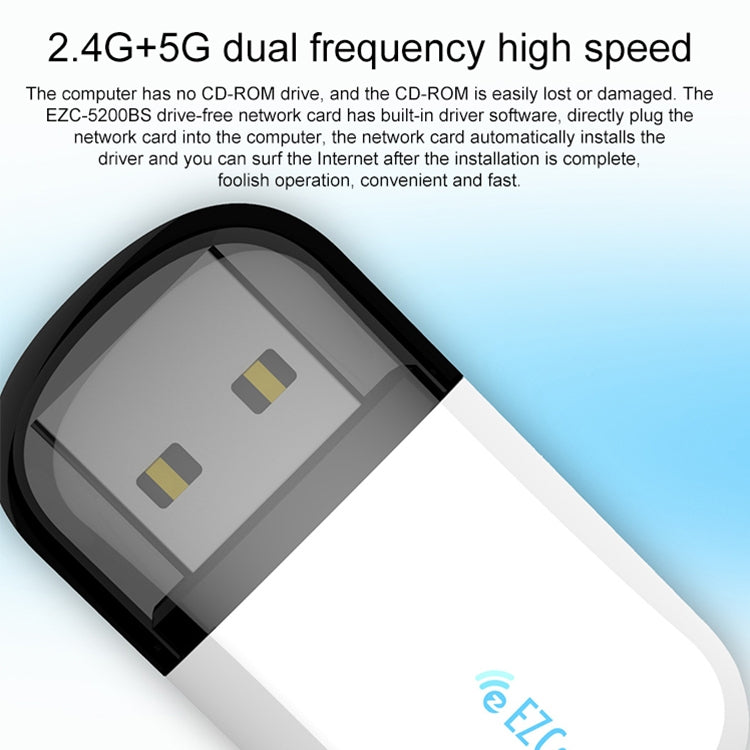 EZCast EZC-5200BS 600Mbps WiFi de Banda Dual + Adaptador Inalámbrico Bluetooth USB 2.0 (Blanco)