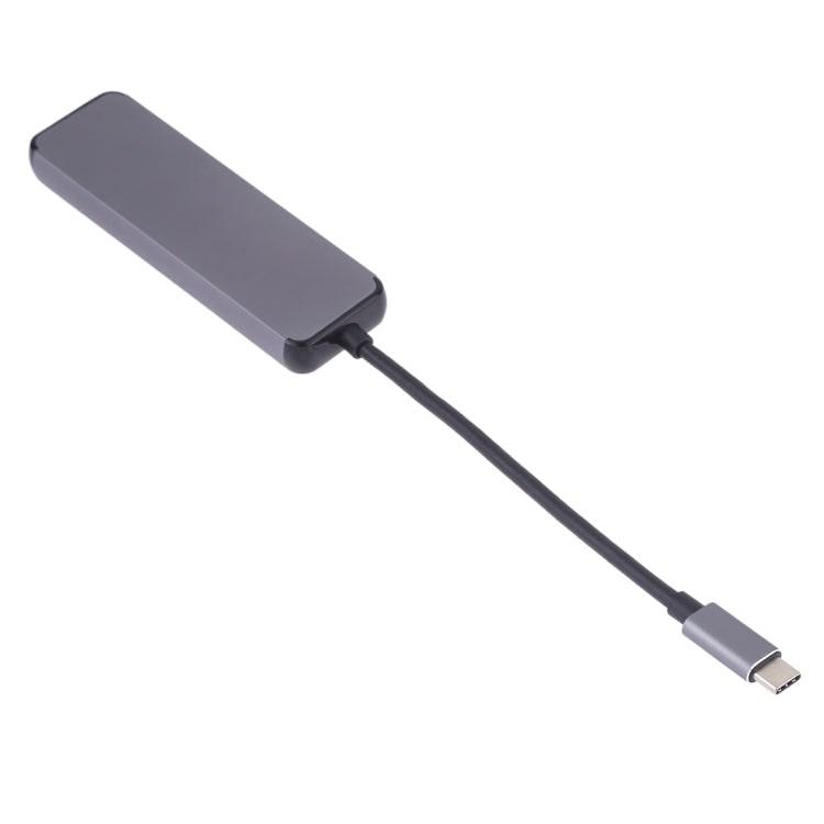 5 en 1 Tipo-C a HDMI + USB 3.0 + USB 3.0 + Tipo-C + Adaptador de lector de Tarjetas LAN (Gris)