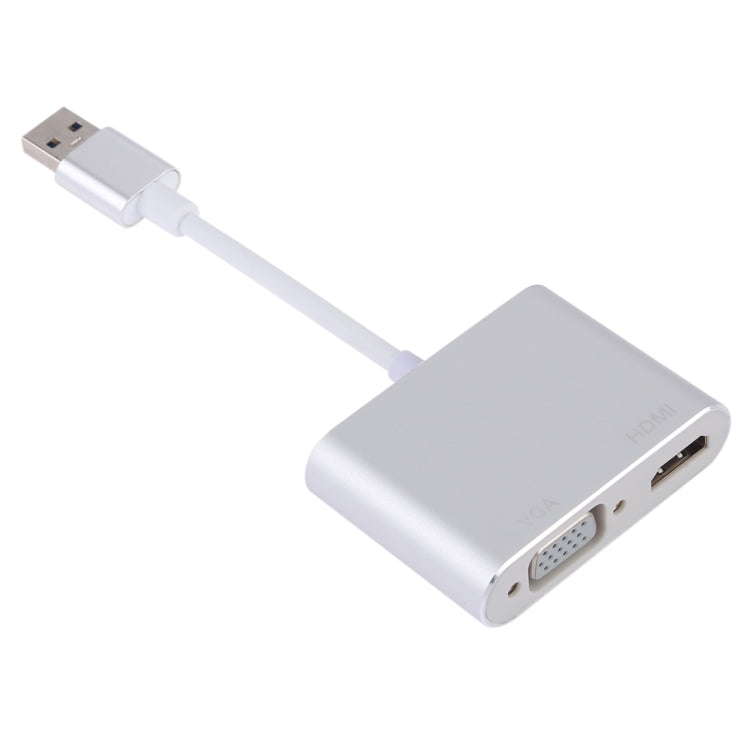 2 in 1 USB 3.0 to HDMI + VGA Adapter (Silver)