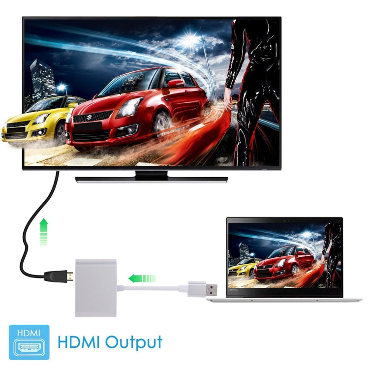 Adaptateur 2 en 1 USB 3.0 vers HDMI + VGA (Argent)