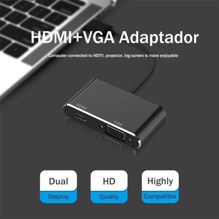 Adaptador 2 en 1 USB 3.0 a HDMI + VGA (Plateado)
