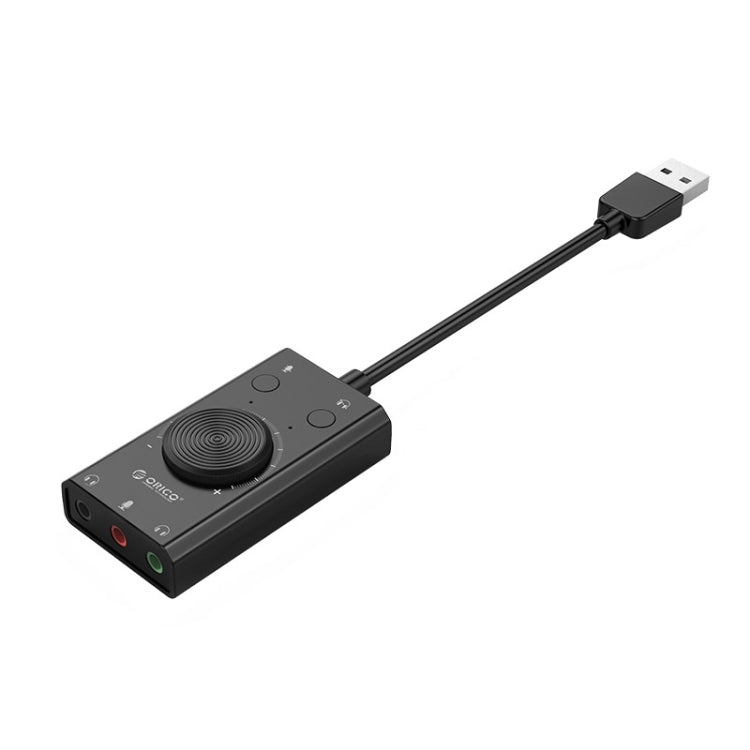 ORICO SC2 Multifunction USB External Sound Card without Driver with 2 Headphone Ports and 1 Microphone Port and Volume Adjustment (Black)