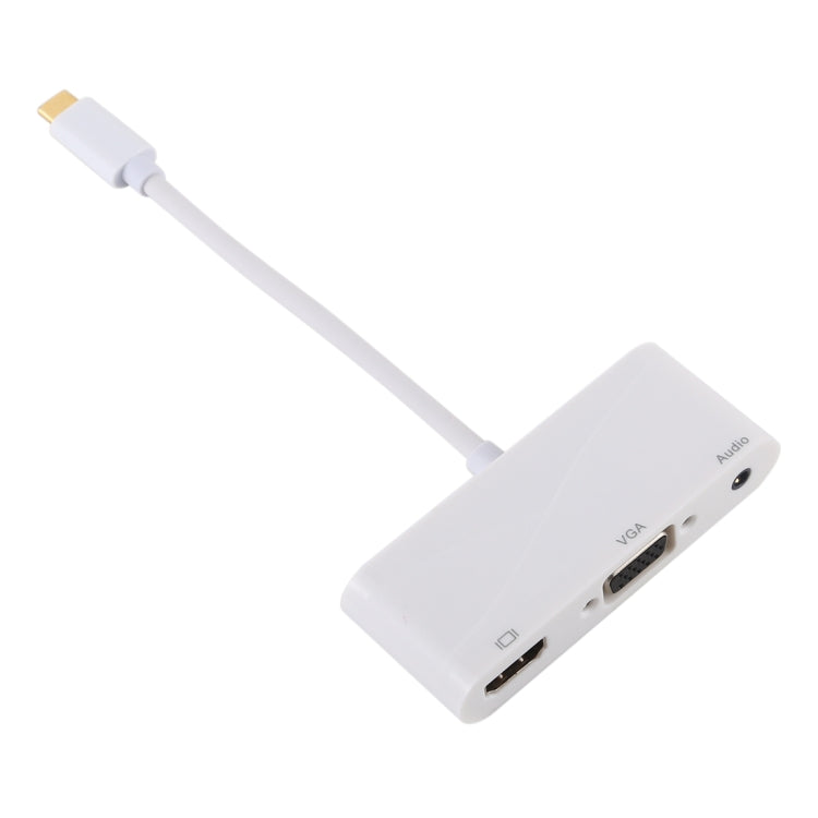 USB 2.0 Adapter + Audio Port + VGA + HDMI to USB-C / Type-C HUB (White)