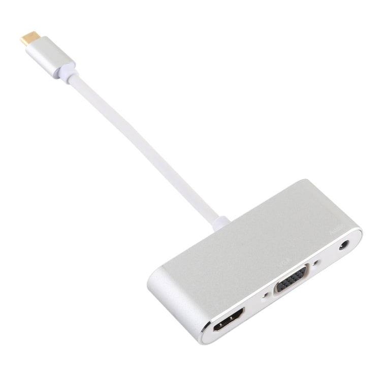 Adaptador USB 2.0 + Puerto de Audio + VGA + HDMI a USB-C / Type-C HUB (Plateado)