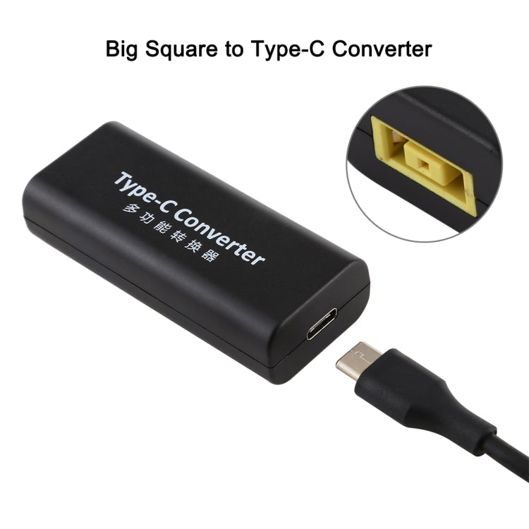 Grand adaptateur de connecteur d'alimentation carré femelle vers USB-C Type-C avec câble USB-C Type-C de 15 cm