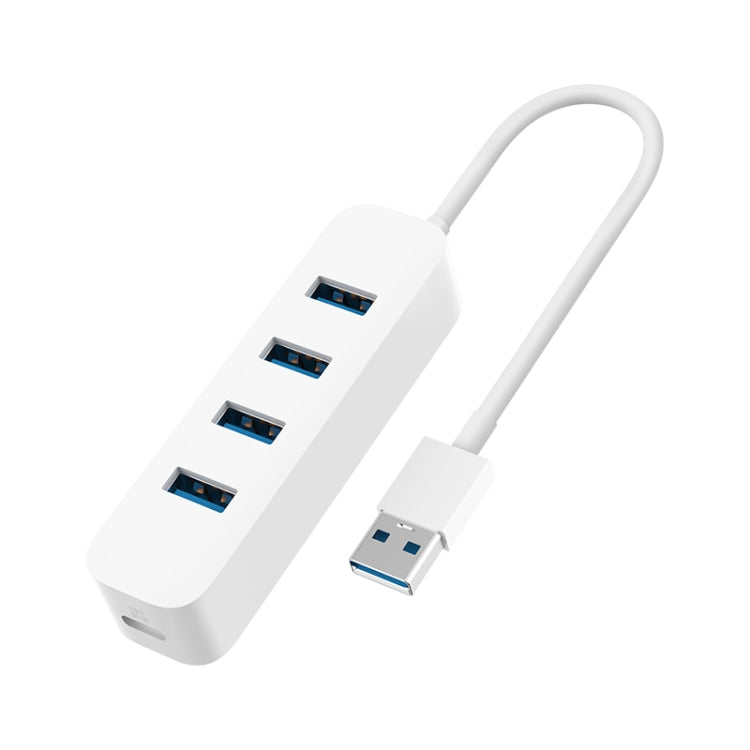 Original Xiaomi 4 Port USB3.0 Hub with Standby Power Supply Interface USB Hub Extender Extension Connector Adapter (White)