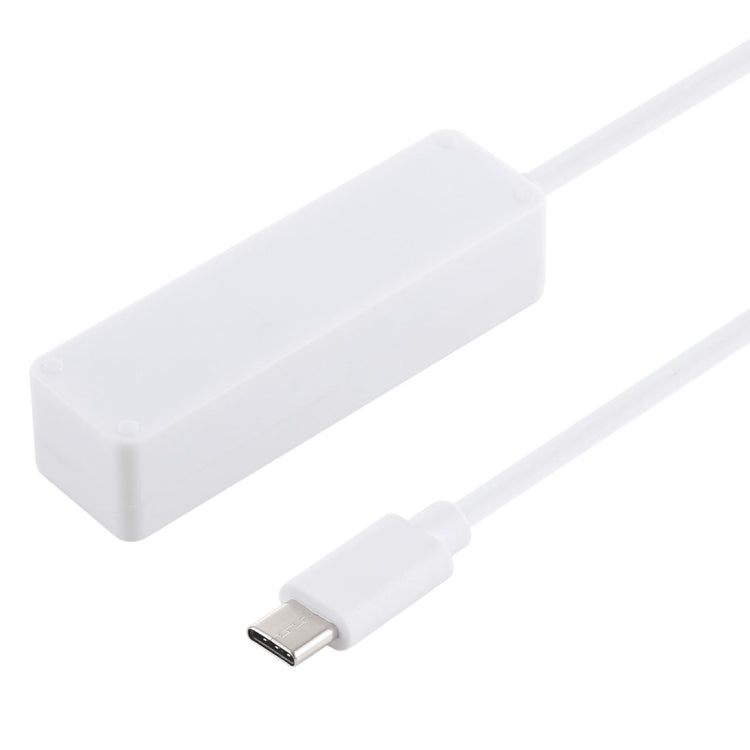Lector de Tarjetas 2 en 1 TF / SD + 3 Puertos USB 3.0 a convertidor HUB USB-C / Type-C Longitud del Cable: 26 cm (Blanco)