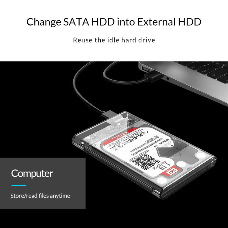 ORICO 2139C3-G2 SATA 2.5 inch USB3.1 Gen2 USB-C / Type-C Interface Transparent Hard Drive Enclosure Support Storage Capacity: 4TB
