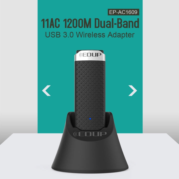 EDUP EP-AC1609 1200Mbps Adaptateur WiFi USB 3.0 Haute Vitesse Récepteur Adaptateur Ethernet avec Câble d'Extension de Base de 1m