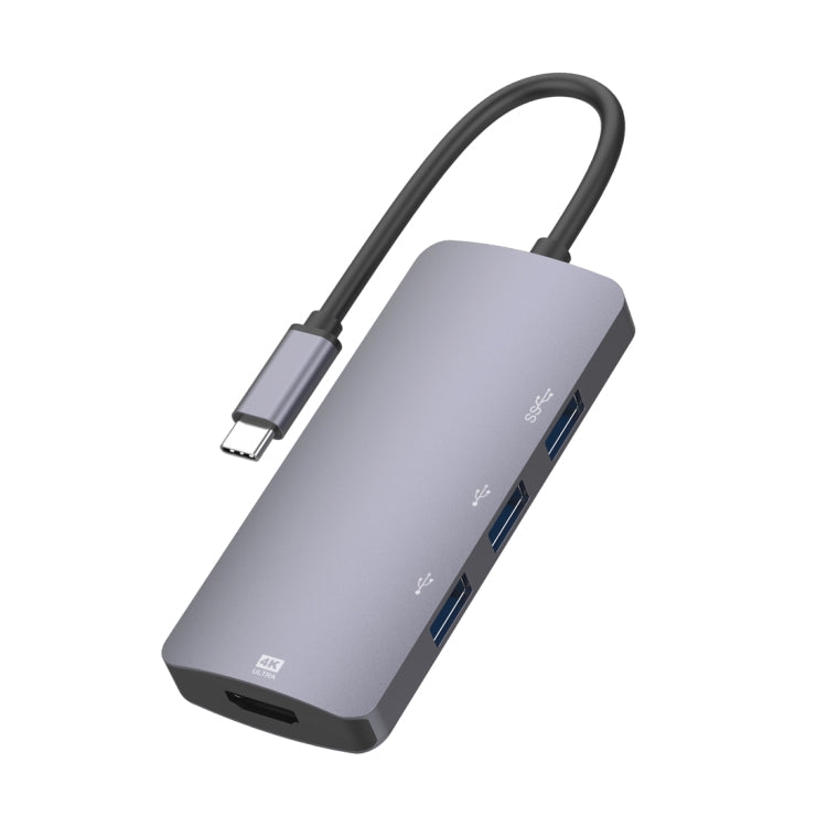 UC912 4 in 1 4k 30Hz USB 3.0 + 2 x USB 2.0 to USB-C / TYPE-C Multifunctional Hub Adapter