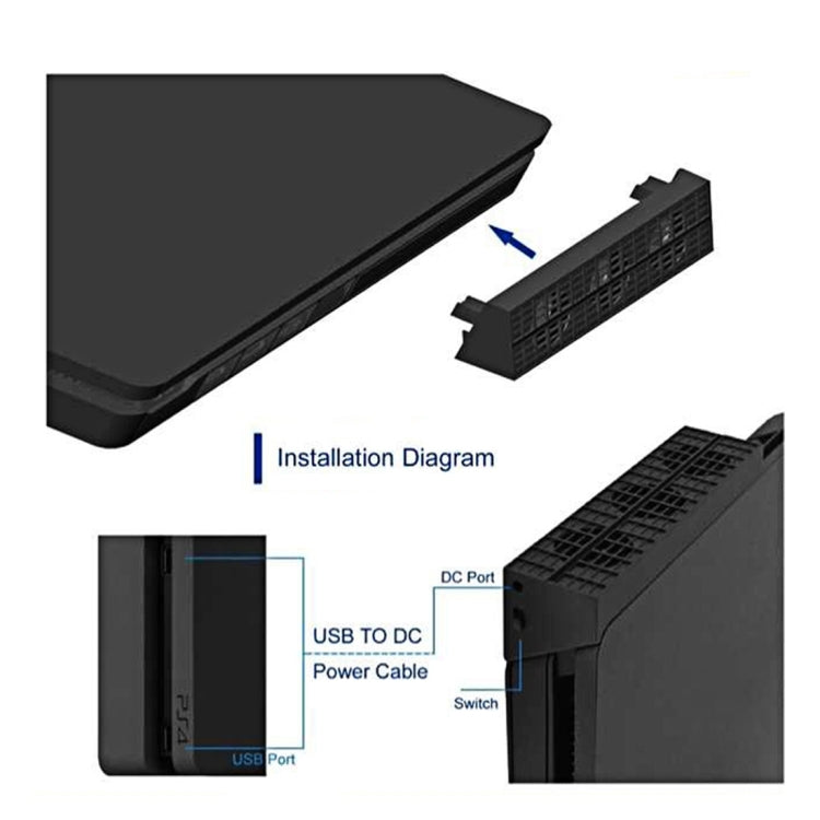 DOBE TP4-819 Ventilateur de refroidissement à contrôle de température pour console de jeu Sony PS4 Slim (Noir)