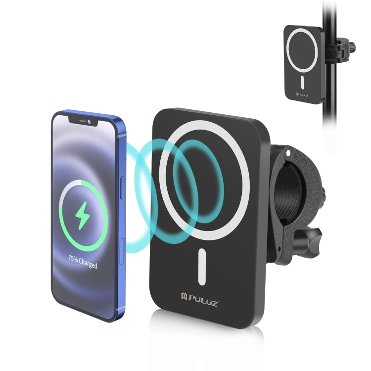 PULUZ 15W MAGSAFE MAGNATIC Qi Wireless Charger Clamp Holder (Black)