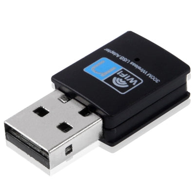 Adaptador de Tarjeta Nano de red USB 802.11N Inalámbrico de 300Mbps (Negro)