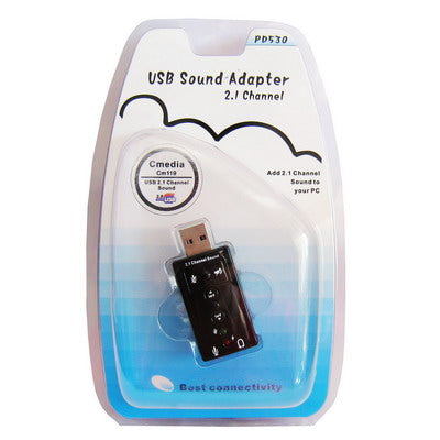 Adaptador de sonido USB de 2.1 canales (Negro)