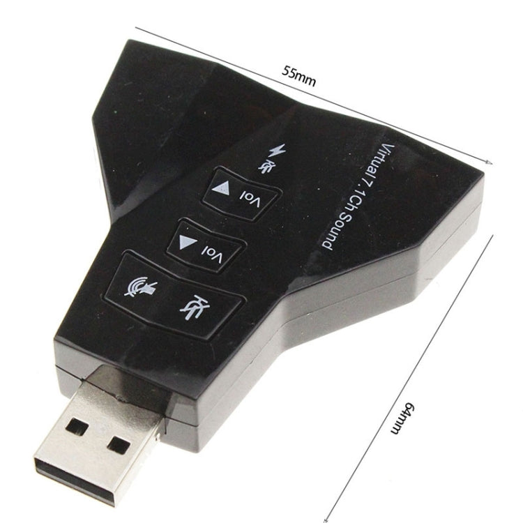 2.1 Channel USB Sound Adapter (Dual USB Microphone Dual USB Headphone) (Black)