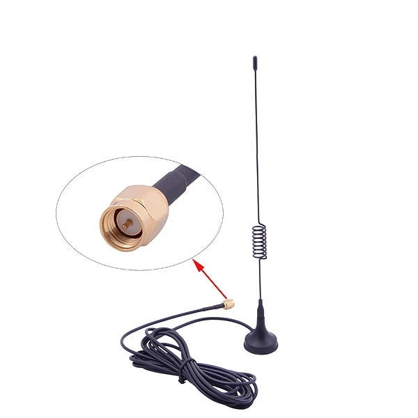 Antena GSM con ventosa SMA 900 / 1800MHz longitud del Cable: 3 m (Negro)