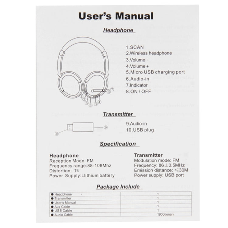 KST-900ST 2.4GHZ Auriculares Inalámbricos de música con Control de volumen compatible con radio FM / AUX / MP3