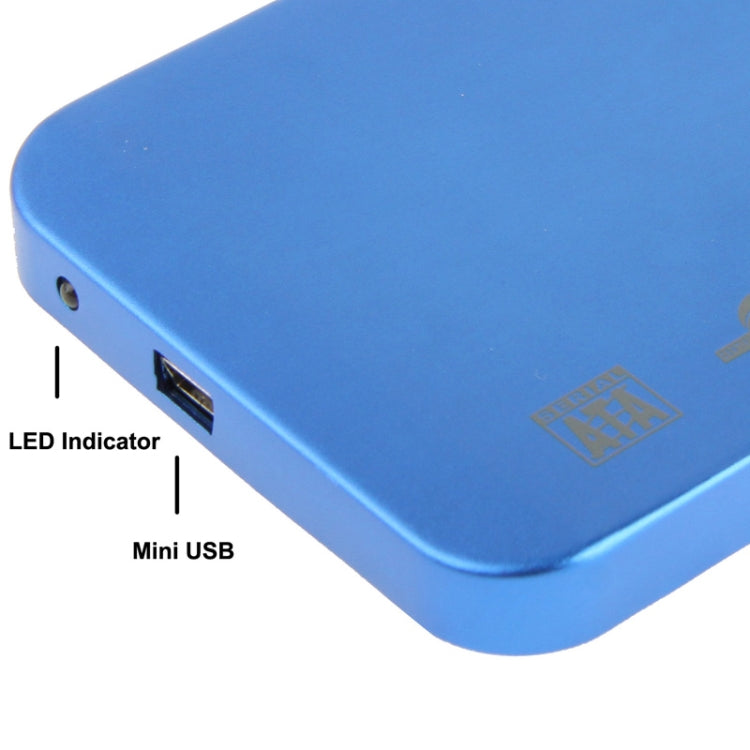 Taille du boîtier de disque dur externe SATA 2,5 pouces : 126 mm x 75 mm x 13 mm (bleu)