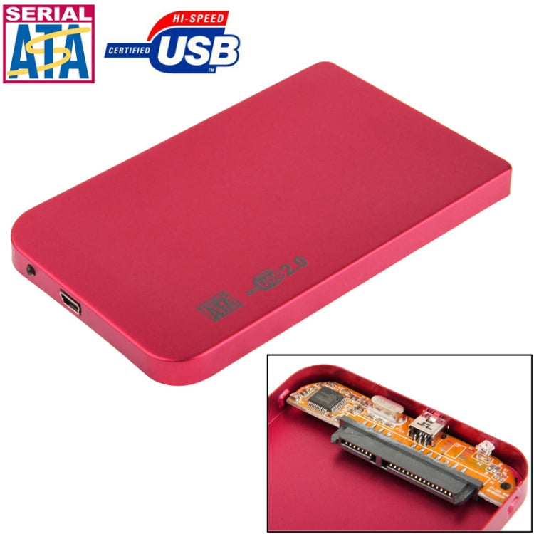 Caja externa de Disco Duro SATA de 2.5 pulgadas tamaño: 126 mm x 75 mm x 13 mm (Rojo)
