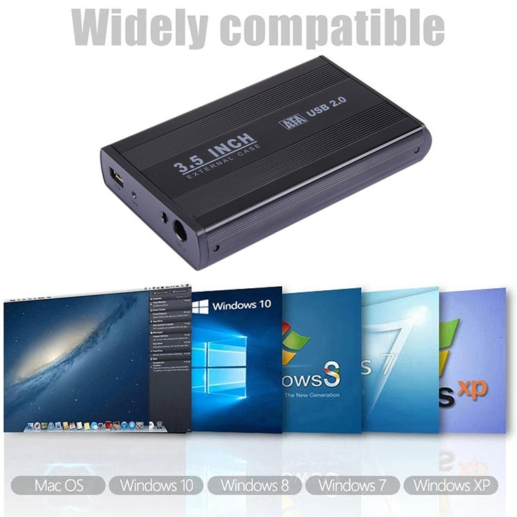 Boîtier de disque dur externe SATA 3,5 pouces compatible avec USB 2.0 (noir)