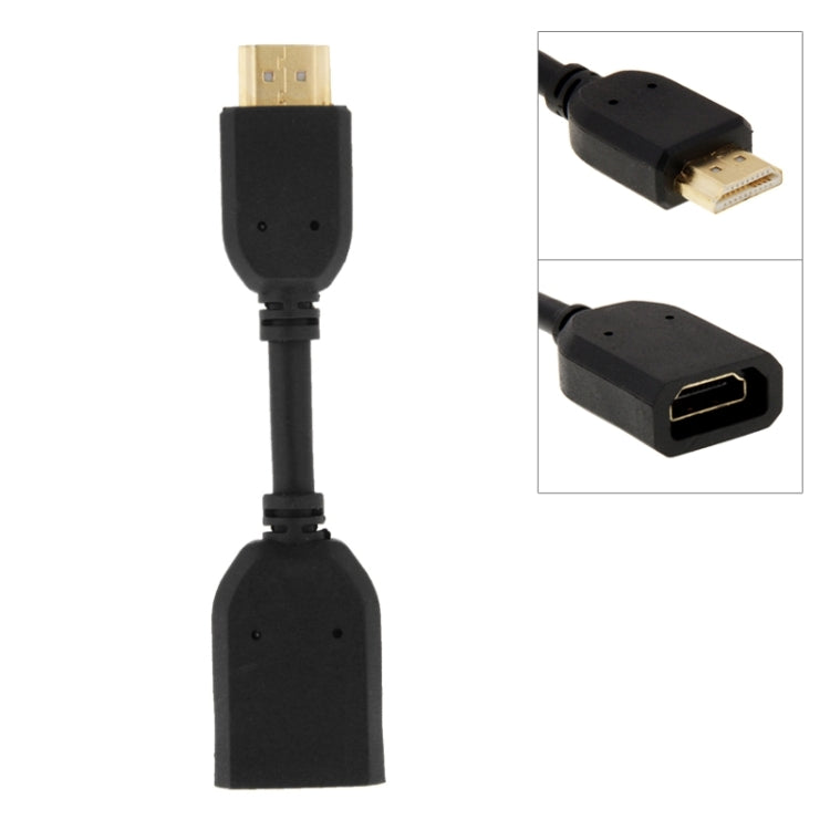 10cm HDMI 19 pines Macho a HDMI 19 pines Hembra (AM-AF) Cable adaptador de Conector (Negro)