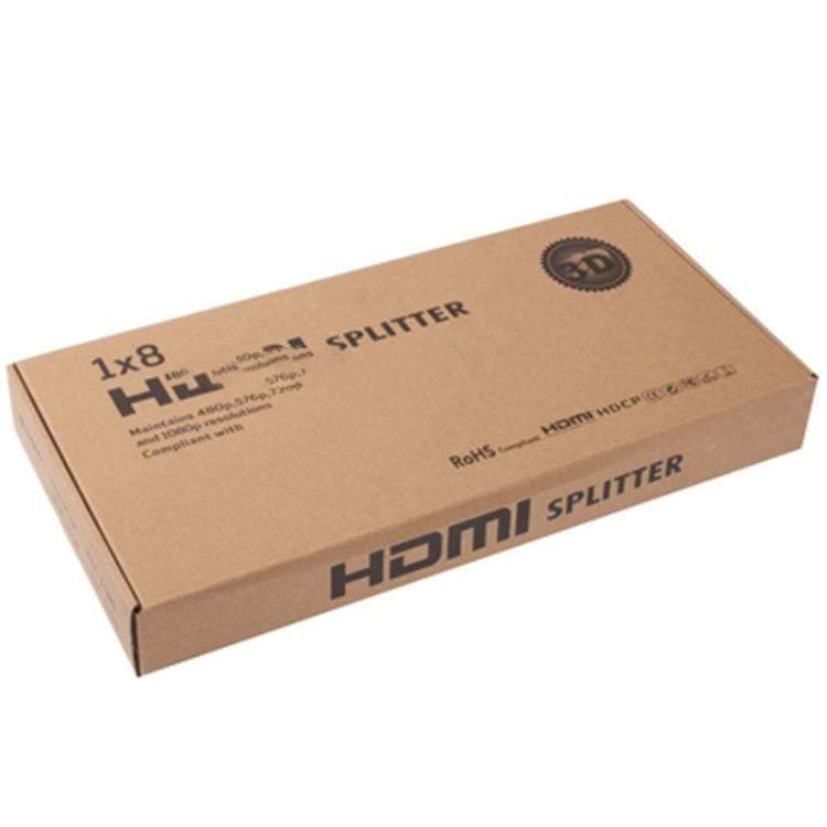 Répartiteur HDMI 1 x 8 Full HD 1080P avec commutateur Version V1.4 prend en charge 3D et 4K x 2K (noir)