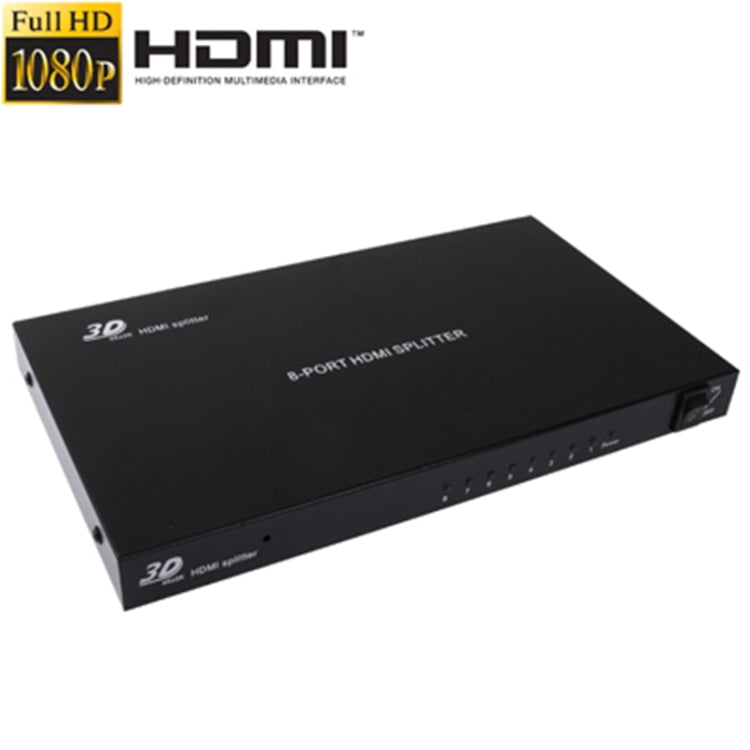 1 x 8 Full HD 1080P HDMI Splitter mit Switch Version V1.4 unterstützt 3D und 4K x 2K (Schwarz)