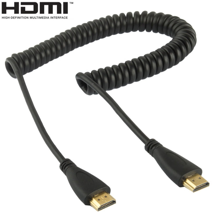 Versión 1.4 Cable en espiral HDMI Macho de 19 pines chapado en Oro a HDMI Macho compatible con 3D / Ethernet longitud: 60 cm (se puede extender hasta 2 m)