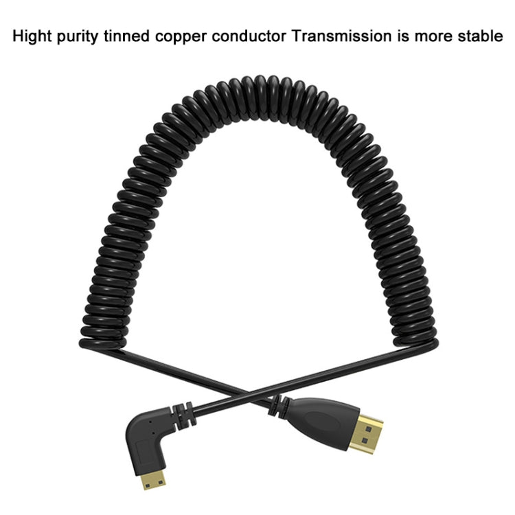 1.4 Versión chapado en Oro Mini HDMI Macho a HDMI Macho Cable en espiral Soporte 3D / Ethernet longitud: 0.6 m-2 m