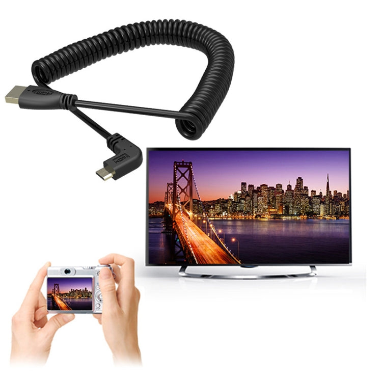 1.4 Versión chapado en Oro Mini HDMI Macho a HDMI Macho Cable en espiral Soporte 3D / Ethernet longitud: 0.6 m-2 m