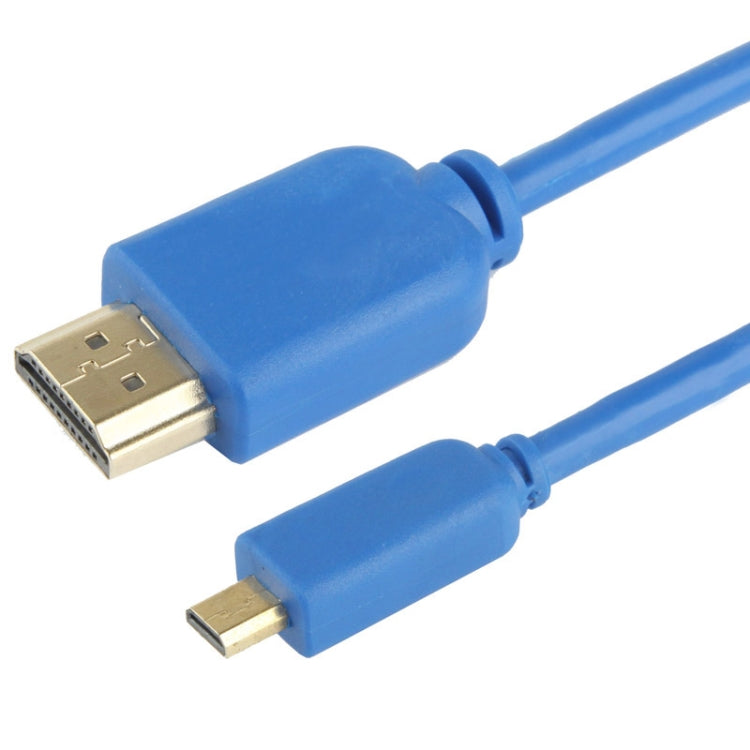 Version 1.4 Câble Micro HDMI Mâle vers HDMI Plaqué Or 19 Broches Compatible avec 3D / HDTV Longueur : 1,5 m (Bleu)