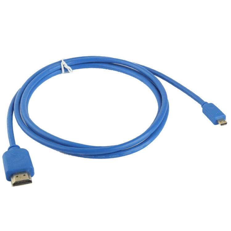 Version 1.4 Câble Micro HDMI Mâle vers HDMI Plaqué Or 19 Broches Compatible avec 3D / HDTV Longueur : 1,5 m (Bleu)