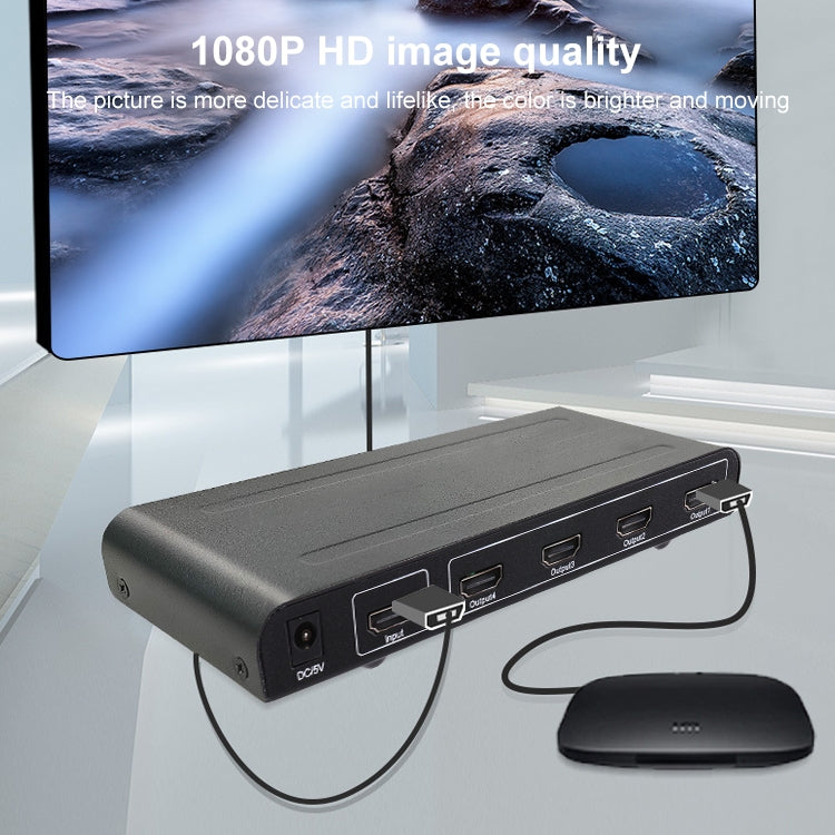 Splitter HDMI 1080P 1x4 Versión 1.4 Enchufe de la UE (Negro)