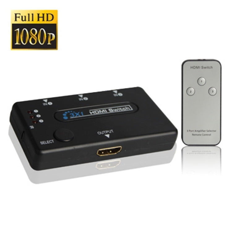 Amplificateur de commutation HDMI 3 ports 1080p version 1.3 avec télécommande (noir)