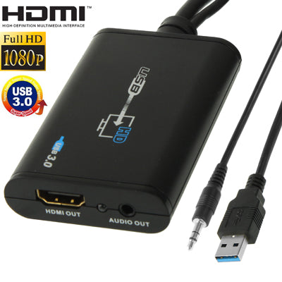 Convertidor líder de video USB 3.0 a HDMI HD Para HDTV compatible con Full HD 1080P (Negro)