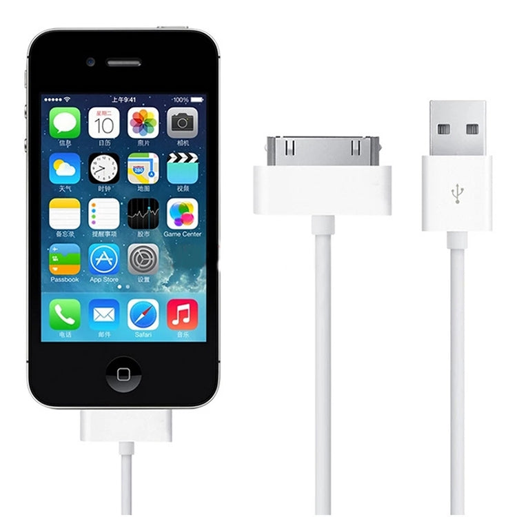 1M USB Double Face Sync Données / Câble de Charge pour iPhone 4 et 4S / iPhone 3GS / 3G / iPad 3 / iPad 2 / iPad / iPod Touch (Blanc)