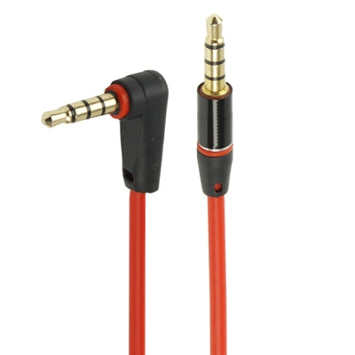 Câble audio auxiliaire de 1,2 m coudé 3,5 mm vers mâle droit compatible avec les téléphones, tablettes, écouteurs, lecteur MP3, voiture/stéréo domestique et plus (rouge)