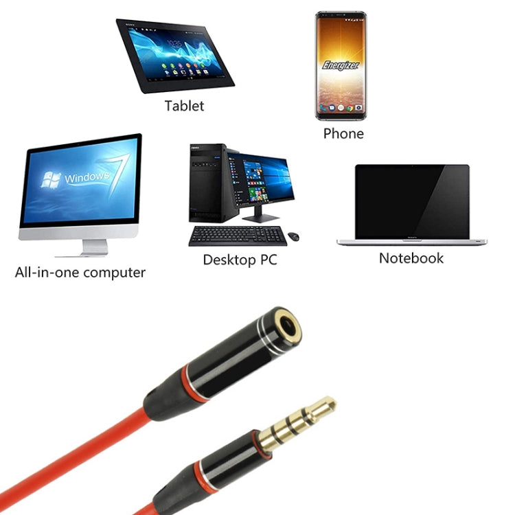 1.2M AUX Audio Cable de 3.5 mm Macho a mujer compatible con Teléfonos tabletas Auriculares reproductor de mp3 autoMóvil / Stereo en el hogar y más (Rojo)