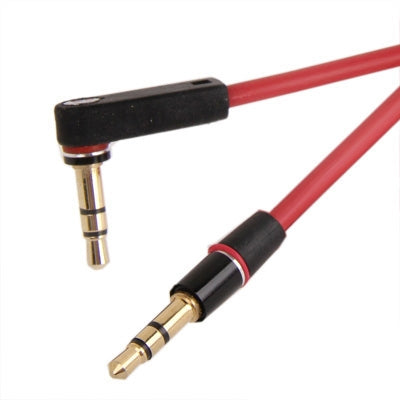 Câble audio auxiliaire de 1,2 m coudé 3,5 mm mâle vers droit compatible avec les téléphones, tablettes, écouteurs, lecteur MP3, voiture, stéréo et plus encore (rouge)
