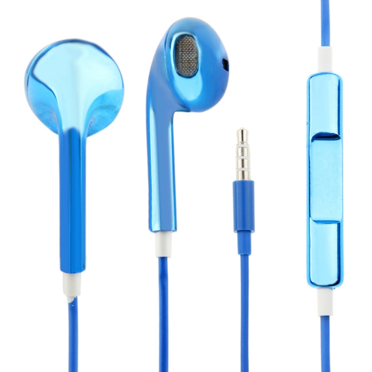 3.5mm Stereo Electroplating Wire Control Headphones for Android Phones / PC / MP3 Player / Laptops (Blue)