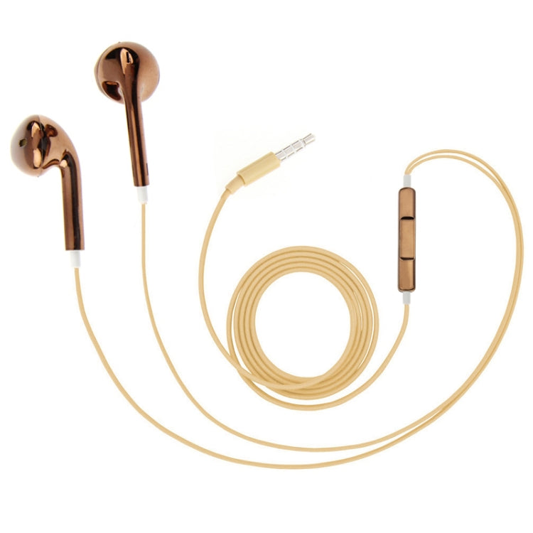 3.5mm Stereo Electroplating Wire Control Headphones for Android Phones / PC / MP3 Player / Laptops (Coffee)